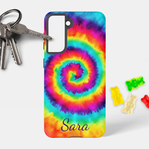 Retro Spiral Rainbow Tie Dye Signature Samsung Galaxy Hoesje