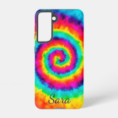 Retro Spiral Rainbow Tie Dye Signature Samsung Galaxy Hoesje (Achterkant)