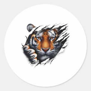 Retro Spirit Tijger Gezicht Shirt Ontwerp Footll T Ronde Sticker