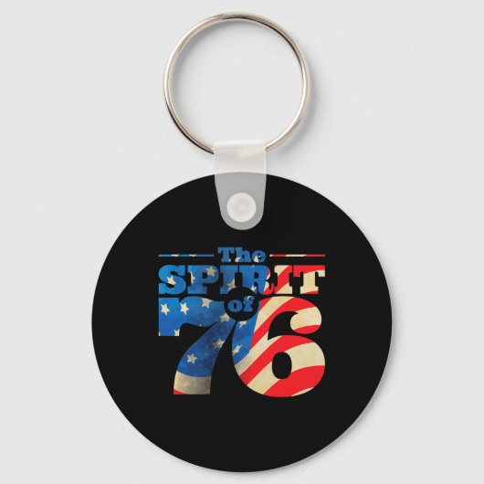 Retro Spirit van 76 4 juli Shirt Sleutelhanger (Voorkant)
