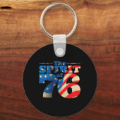 Retro Spirit van 76 4 juli Shirt Sleutelhanger (Voorkant)