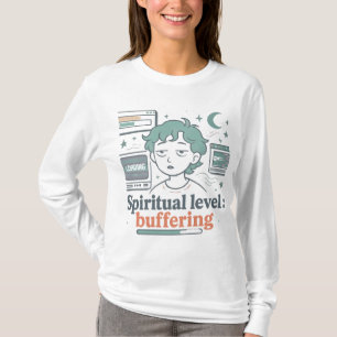 Retro "Spiritueel niveau: buffering" Grappig T T-shirt
