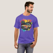 Retro Splash Neon Auto retro meisje T-shirt (Voorkant volledig)