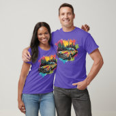 Retro Splash Neon Auto retro meisje T-shirt (Unisex)