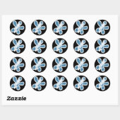 Retro Splat Raket Wit Blauw Ronde Sticker (Vel)
