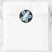 Retro Splat Raket Wit Blauw Ronde Sticker (Tas)
