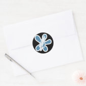 Retro Splat Raket Wit Blauw Ronde Sticker (Envelop)