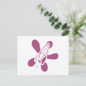 Retro Splat Rocket White Roze Briefkaart (Staand voorkant)