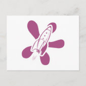 Retro Splat Rocket White Roze Briefkaart (Voorkant)