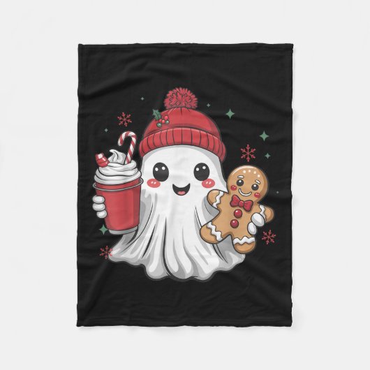 Retro spook muts Kerstmis Kerst Xmas koffie G Fleece Deken (Voorkant)