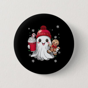 Retro spook muts Kerstmis Kerst Xmas koffie G Ronde Button 5,7 Cm