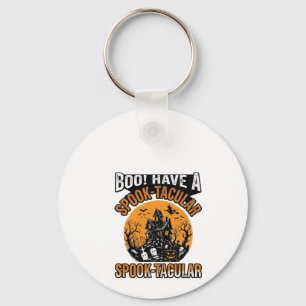 Retro Spook-Tactische Halloween Spokenhuis T-shirt Sleutelhanger