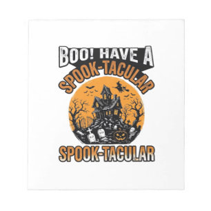 Retro Spook-Taculair Halloween Spokenhuis T-shirt Notitieblok