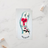 Retro spook Valentijnskaart Kaart (Voorkant / Achterkant in situ)