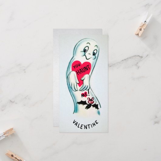 Retro spook Valentijnskaart Kaart (Voorkant / Achterkant in situ)