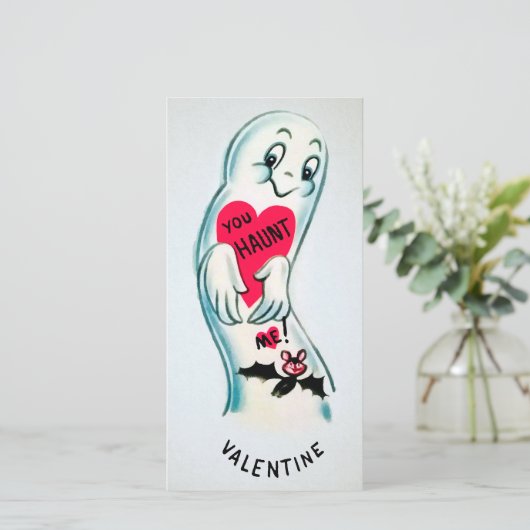 Retro spook Valentijnskaart Kaart (Staand voorkant)