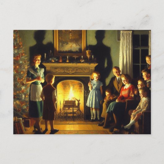 Retro  spookachtige kerstgruwel briefkaart (Voorkant)