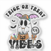 Retro spookachtige snoep Halloween Trick or Treat Sticker (Voorkant)