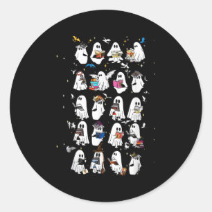 Retro spookboek fantasie serie Halloween boek lief Ronde Sticker