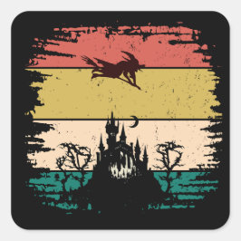 Retro spookhuis Halloween Vierkante Sticker