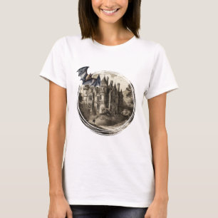 Retro  spookhuis van Dracula en een vleermuis T-shirt