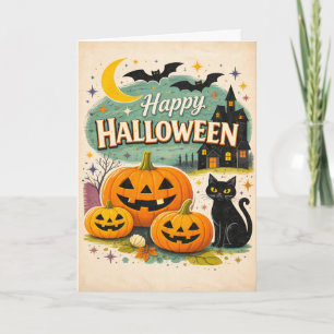 Retro Spookhuis Vintage Halloween Kaart