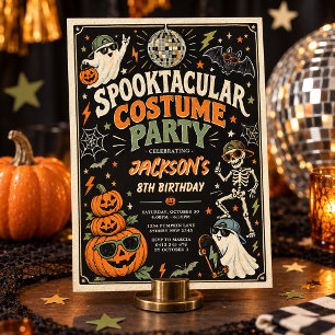 Retro Spooktacular Halloween Kostuumfeest Kaart