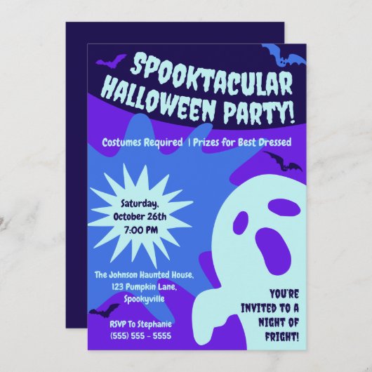 Retro Spooktacular Halloween Party Kaart (Voorkant / Achterkant)