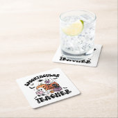 Retro Spooktacular Teacher Halloween Ghost Kartonnen Onderzetters (Insitu)