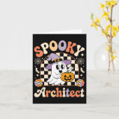 Retro Spooky Architect Halloween Architectural Pum Kaart (Gele Bloem)