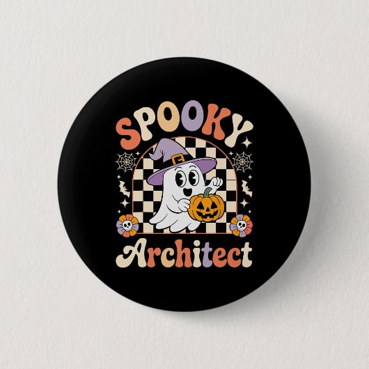 Retro Spooky Architect Halloween Architectural Pum Ronde Button 5,7 Cm (Voorkant)