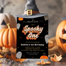 Retro Spooky Eén 1e verjaardagsfeestje Halloween