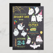 Retro spooky een Halloween 1e verjaardag Kaart (Voorkant / Achterkant)