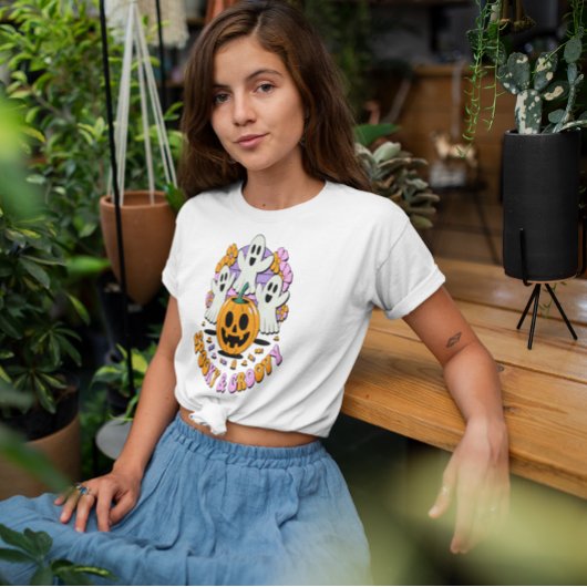 Retro Spooky Groovy Ghosts Pumpkin Halloween T-shirt