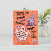 Retro Spooky Halloween Ghost Poster stijl party Kaart (Staand voorkant)