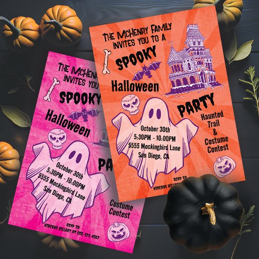 Retro Spooky Halloween Ghost Poster stijl party Kaart