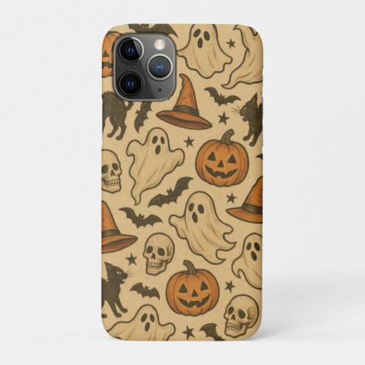 Retro Spooky iconen op Cream Achtergrond Case-Mate iPhone Case (Achterkant)