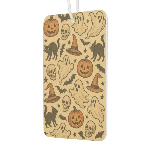 Retro Spooky iconen op Cream Achtergrond Luchtverfrisser (Links)