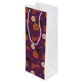 Retro Spooky Kitten Pumpkin Moons op Dark Paarse Wijn Cadeautas (Achterkant Gekanteld)