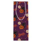 Retro Spooky Kitten Pumpkin Moons op Dark Paarse Wijn Cadeautas (Achterkant)