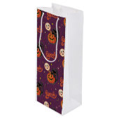 Retro Spooky Kitten Pumpkin Moons op Dark Paarse Wijn Cadeautas (Voorkant Gekanteld)