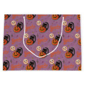 Retro Spooky Kitten Pumpkin Moons op Paarse Groot Cadeauzakje (Voorkant)