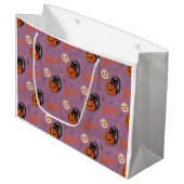 Retro Spooky Kitten Pumpkin Moons op Paarse Groot Cadeauzakje (Voorkant Gekanteld)