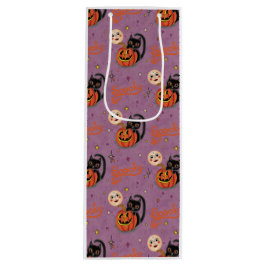 Retro Spooky Kitten Pumpkin Moons op Paarse Wijn Cadeautas