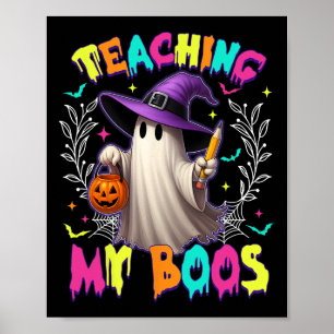 Retro Spooky Leraar Onderwijzen Mijn Boeken Hallow Poster