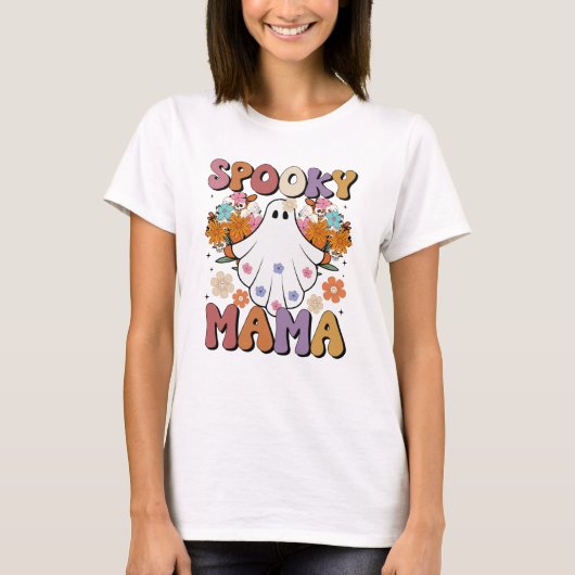 Retro Spooky Mama Ghost halloween 80s Vibe T-shirt (Voorkant)