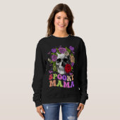 Retro Spooky Mama Skull Women Flower Mom Skeleton  Trui (Voorkant volledig)