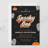 Retro Spooky One 1st Halloween Birthday Party Kaart (Voorkant)