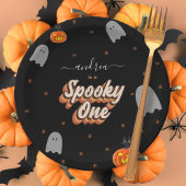 Retro Spooky One 1st Halloween Birthday Party Papieren Bordje