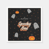 Retro Spooky One 1st Halloween Birthday Party Servet (Voorkant)